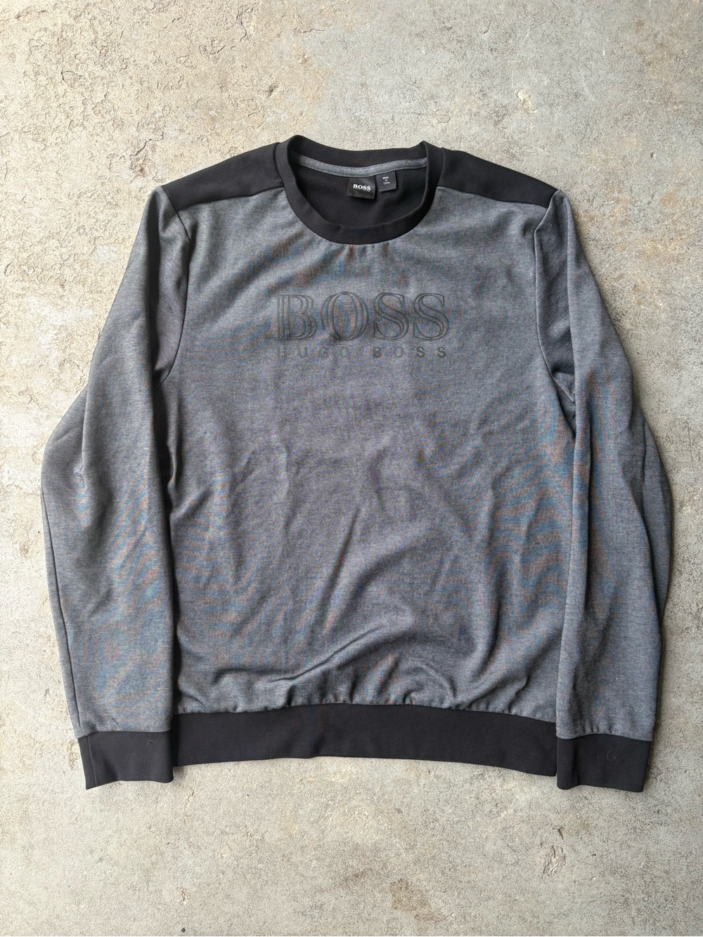 BOSS Men's Gray Logo Crewneck Sweatshirt Long Sleeve